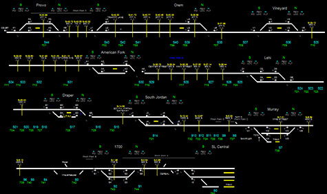 Digital drawings of train lines.